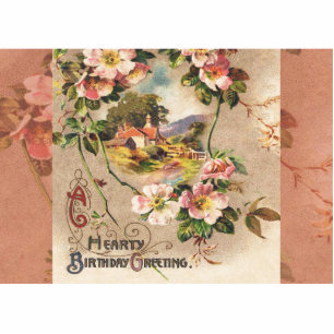 Vintage 1800s Victorian Birthday Floral Country Cutout