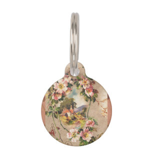 Vintage 1800s Victorian Birthday Floral Country Pet Name Tag