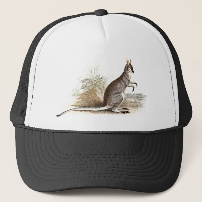 Vintage 1800s Wallaby Kangaroo Old Wallabies Trucker Hat (Front)
