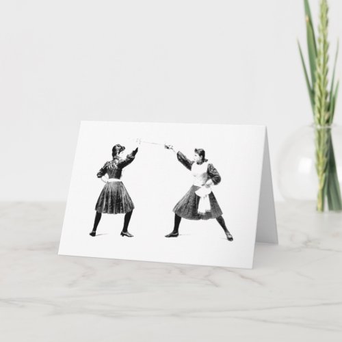 Vintage 1800s Womens Fencing Note Card