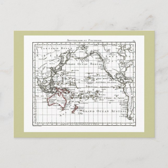 Vintage 1806 Map - Australasie et Polynesie Postcard (Front)