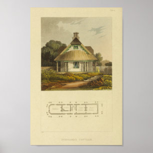 Vintage 1818 House Design Cottage Layout Print
