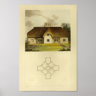 Vintage 1818 House Design Cottage Layout Print