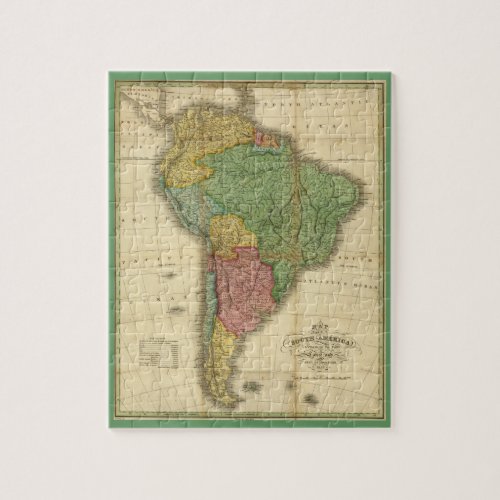 Vintage 1826 South America Map by Anthony Finley Jigsaw Puzzle