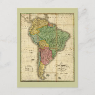 Vintage 1826 South America Map by Anthony Finley Postcard