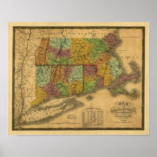 Vintage 1831 Map - Southern New England Poster
