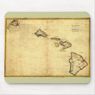 Vintage 1837 Hawaii Map - Hawaiian Islands Mouse Pad