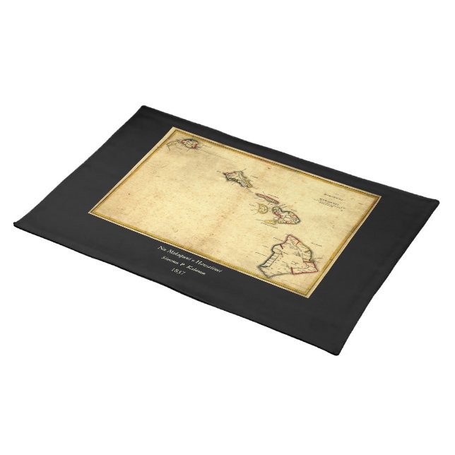Vintage 1837 Hawaii Map -  Hawaiian Islands Placemat (On Table)
