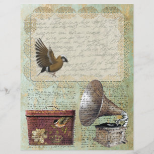 Vintage 1837 Letter Lace Label Gramophone Hat Box