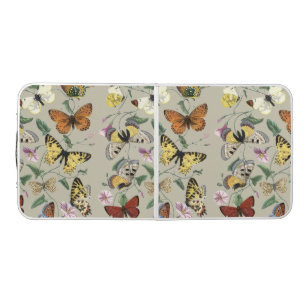 Vintage 1842 Butterfly Moth Botanical Floral Art Beer Pong Table