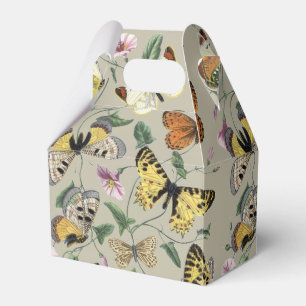 Vintage 1842 Butterfly Moth Botanical Floral Art Favor Boxes
