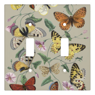 Vintage 1842 Butterfly Moth Botanical Floral Art Light Switch Cover