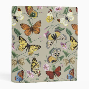 Vintage 1842 Butterfly Moth Botanical Floral Art Mini Binder