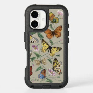 Vintage 1842 Butterfly Moth Botanical Floral Art iPhone 16 Case