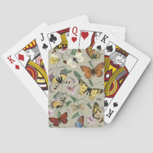 Vintage 1842 Butterfly Moth Botanical Floral Art Poker Cards