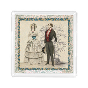 Vintage 1844 Victorian Wedding Illustration Acrylic Tray