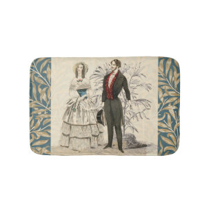 Vintage 1844 Victorian Wedding Illustration Bath Mat