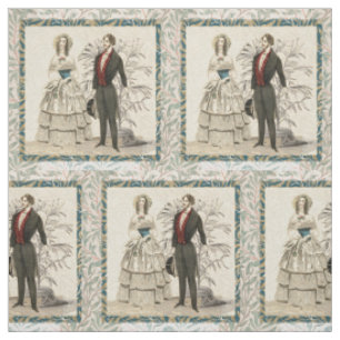 Vintage 1844 Victorian Wedding Illustration  Fabric