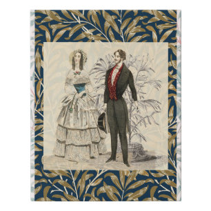 Vintage 1844 Victorian Wedding Illustration Faux Canvas Print