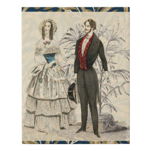 Vintage 1844 Victorian Wedding Illustration Faux Canvas Print