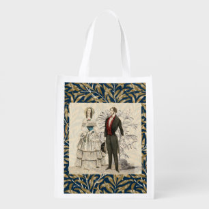 Vintage 1844 Victorian Wedding Illustration Grocery Bag