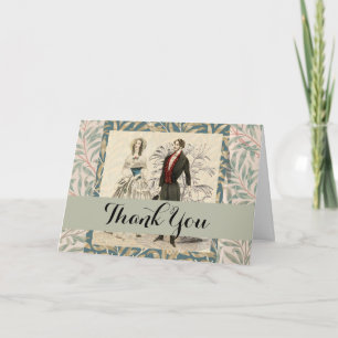 Vintage 1844 Victorian Wedding Illustration Thank You Card