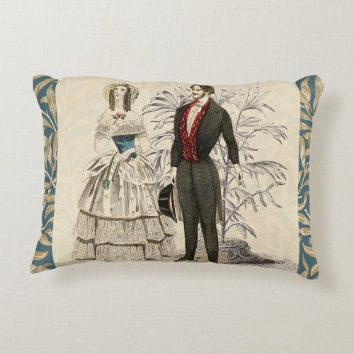 Vintage 1844 Victorian Wedding marriage Artwork Accent Pillow