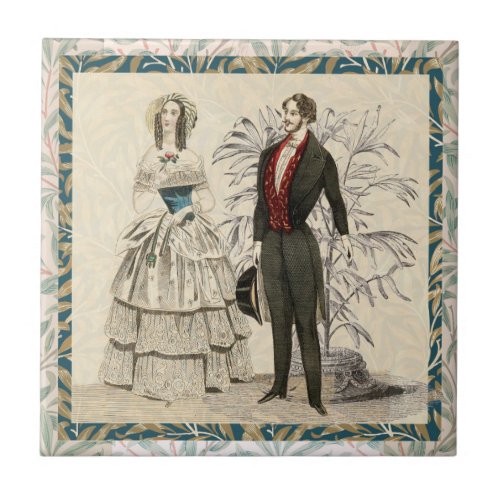 Vintage 1844 Victorian Wedding marriage Artwork Ceramic Tile
