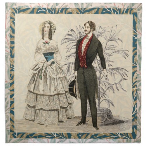 Vintage 1844 Victorian Wedding marriage Artwork Cloth Napkin