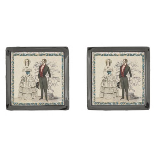 Vintage 1844 Victorian Wedding marriage Artwork Cufflinks