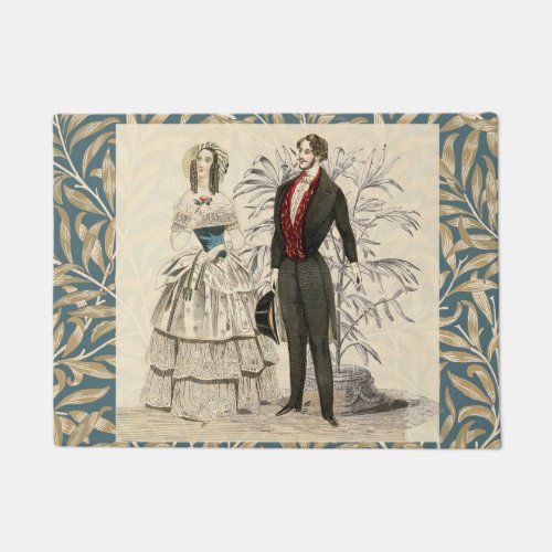 Vintage 1844 Victorian Wedding marriage Artwork Doormat