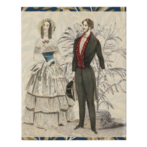 Vintage 1844 Victorian Wedding marriage Artwork Faux Canvas Print