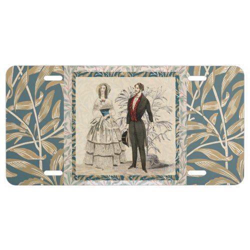 Vintage 1844 Victorian Wedding marriage Artwork License Plate
