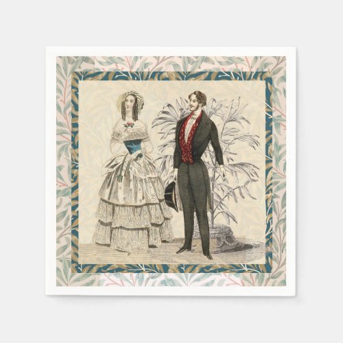 Vintage 1844 Victorian Wedding marriage Artwork Napkins