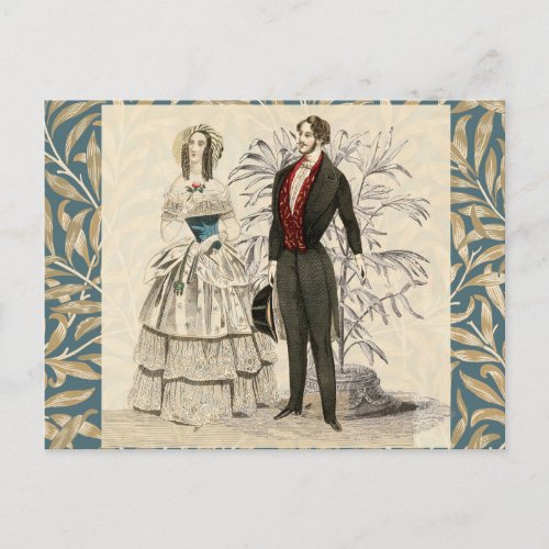 Vintage 1844 Victorian Wedding marriage Artwork Postcard