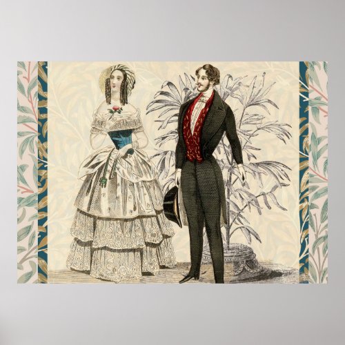 Vintage 1844 Victorian Wedding marriage Artwork Poster