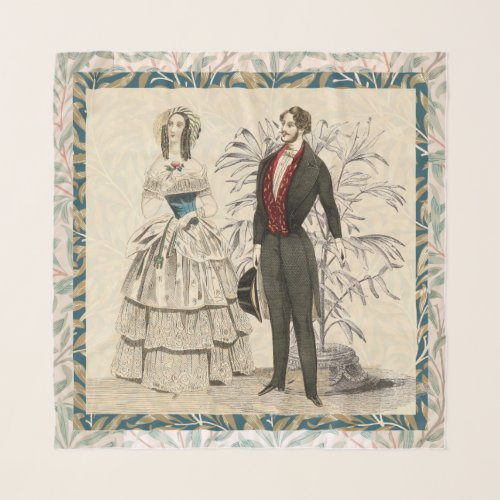 Vintage 1844 Victorian Wedding marriage Artwork Scarf