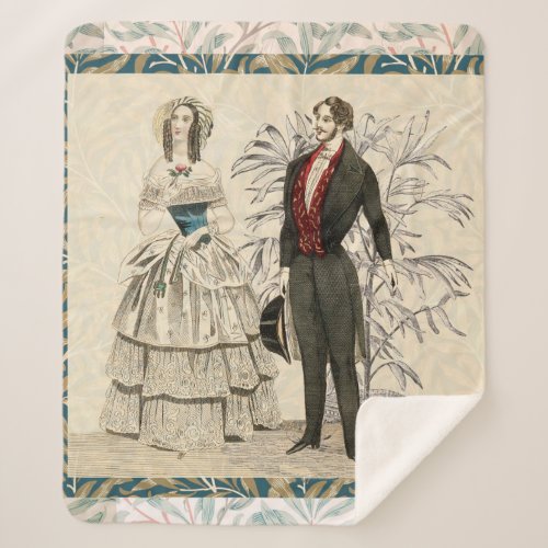 Vintage 1844 Victorian Wedding marriage Artwork Sherpa Blanket