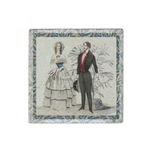 Vintage 1844 Victorian Wedding marriage Artwork Stone Magnet