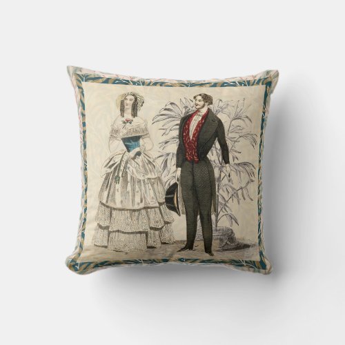 Vintage 1844 Victorian Wedding marriage Artwork Throw Pillow