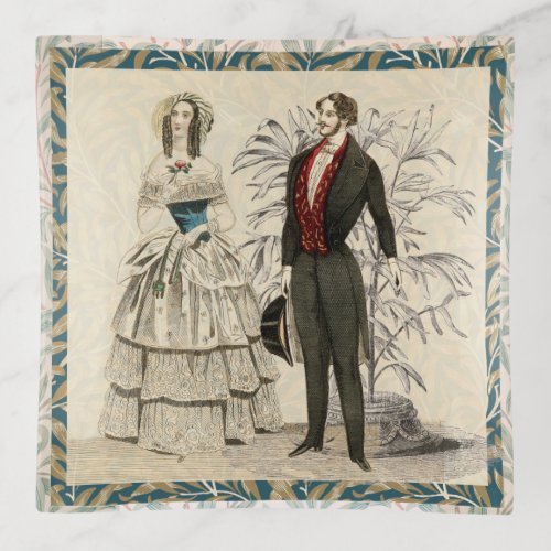 Vintage 1844 Victorian Wedding marriage Artwork Trinket Tray