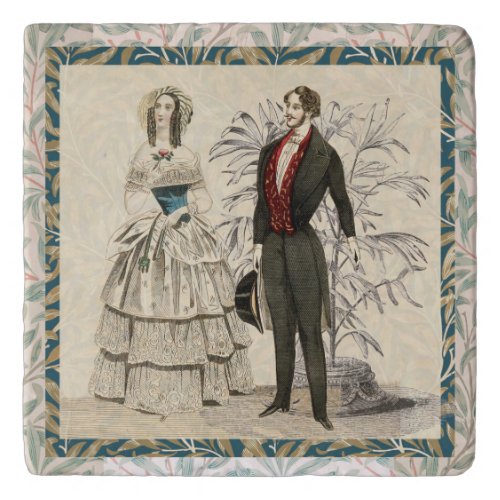 Vintage 1844 Victorian Wedding marriage Artwork Trivet