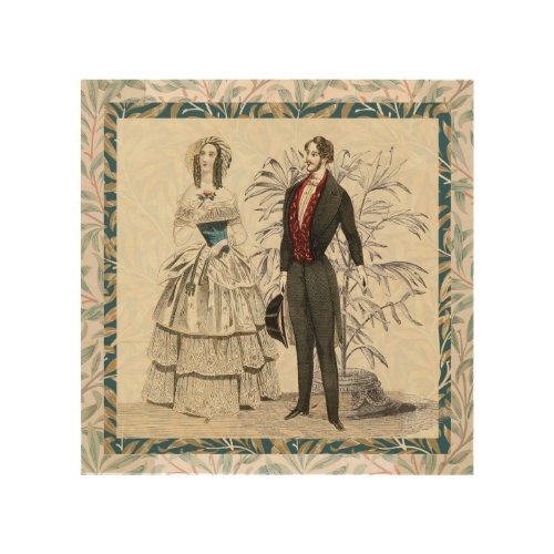 Vintage 1844 Victorian Wedding marriage Artwork Wood Wall Art