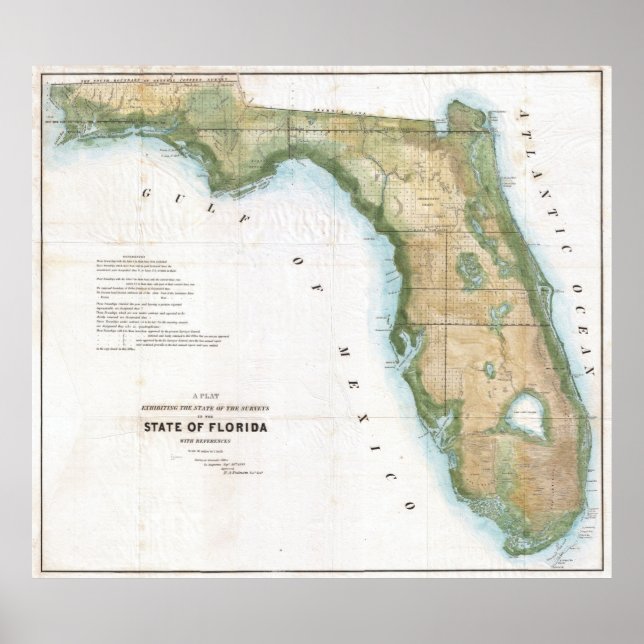 Vintage 1848 Map of Florida Poster (Front)