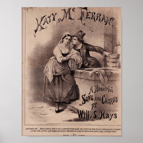 Vintage 1860s Playbill Poster Victorian Ephemera