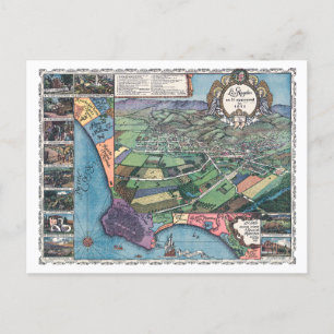 Vintage 1871 Map of Los Angeles Postcard