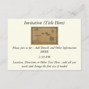 Vintage 1876 Hawaii Map - Hawaiian Islands Invitation