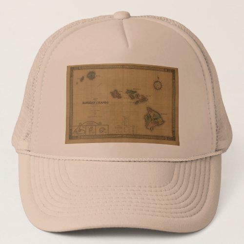 Vintage 1876 Hawaii Map _  Hawaiian Islands Trucker Hat