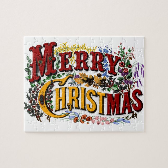 Vintage 1876 Merry Christmas Puzzle (Horizontal)