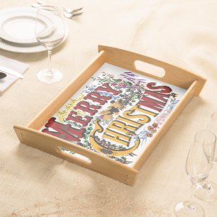 Vintage 1876 Merry Christmas Serving Tray
